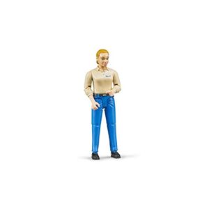 bruder 60408 bworld Femme à la peau claire et au pantalon bleu, figurine jouet, fermière, agricultrice - Publicité