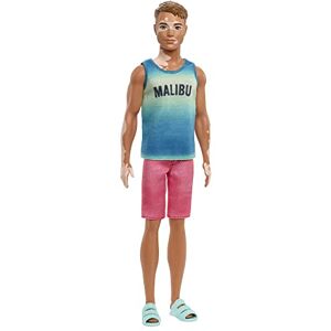 Barbie Fashionistas poupée Mannequin Ken #192 en Tenue de Plage, avec Short Rose et T-Shirt Malibu, Jouet pour Enfant, HBV26 - Publicité