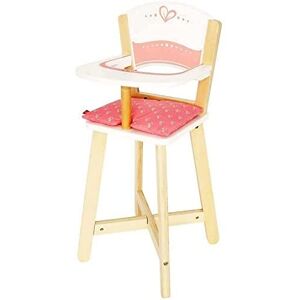 Hape Accessoire Poupon Bébé Chaise Haute en Bois Chaise Haute Poupée Blanche et Rose Ennfant dès 3 Ans Encourage les Jeux d'Imitation, Développe Imagination, Capacités Sociales & Language - Publicité