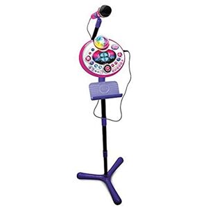 VTech Kidi SuperStar LightShow Rose, Micro sur Pied 8 en 1, Microphone Karaoké Enfant avec Boule Disco, Apprentissage du Chant et Jeux, Cadeau Enfant Dès 5 Ans Contenu en Français - Publicité