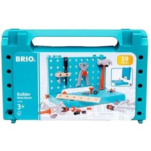 Brio Builder Mallette Etabli de Bricolage Builder 59 Pièces Jeu de Construction STEM Inclus : établi de Bricolage pour Les Garcons et Les Filles à partir de 3 Ans - Publicité