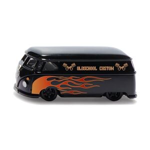 SIKU 2363, VW T1 Transporter Custom, 1:50, Voiture Jouet, métal/plastique, Noir/orange, Attelage de remorque, impressions détaillées, portes ouvrables - Publicité