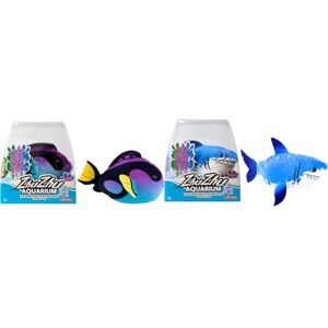 Lansay ZHU ZHU Aquarium Lot de 2 Poissons : 1 Merlin Le Poisson Chirurgien + 1 Martin Le Requin Mini Univers Animal Interactif Dès 4 Ans - Publicité