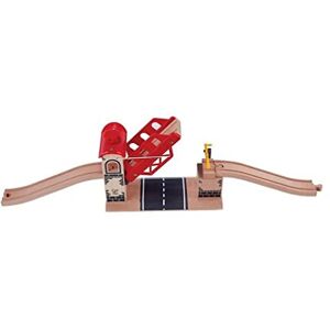 Hape Jouet  Pont Levis pour Circuit Train en Bois Jeu Educatif pour Enfant de plus de 3 ans Système de Molette pour Relever le Pont Compatible avec les Jeux de Marques Traditionnelles - Publicité