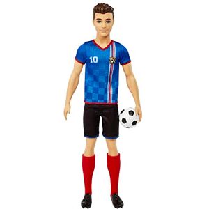 Barbie Poupée Ken Footballeur avec Queue de Cheval Blonde, Maillot n° 10, Balle de Foot, Chaussures à Crampons et Chaussettes Hautes, Jouet Enfant, Dès 3 Ans, HCN15 - Publicité