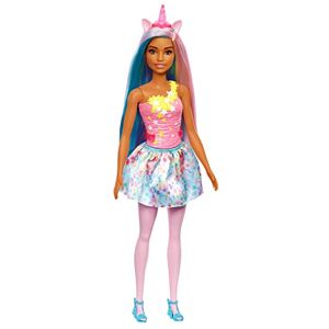 Barbie Poupée Licorne Dreamtopia (Cheveux Bleus et Roses) avec Jupe, avec Queue et Serre-Tête de Licorne Amovibles, Jouet Enfant, Dès 3 Ans, HGR21 - Publicité