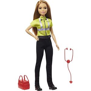 Barbie Métiers poupée Ambulancière Brune en Tenue de secouriste avec stéthoscope et Sacoche, Jouet pour Enfant, GYT28 - Publicité