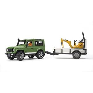 bruder 2593 Land Rover Defender with One Axle Trailer, JCB Micro Excavator and Worker - Publicité