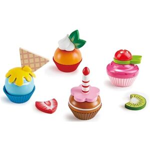 Hape E3157 Colourful Wooden Cupcakes, Realistic Pretend Play Food Kitchen Toy for Children Ages 3+ Years, Multicolor - Publicité