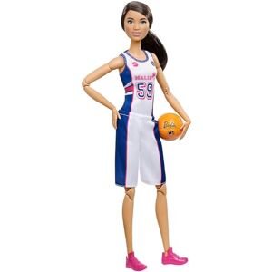 Barbie Made to Move poupée articulée joueuse de Basketball Brune en Maillot et Ballon, Jouet pour Enfant, FXP06 - Publicité