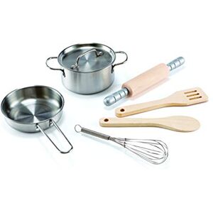 Hape Set Cuisine Enfant Jeu d'Imitation Set de Chef Enfants de 3 ans et Plus Dinette Enfant 3 Ans Avec Casserole, Fouet, Poele, Rouleau Ustensiles de Cuisine Enfant Réalistes Jeu de Rôle - Publicité