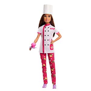 Barbie Métiers Poupée Cheffe Pâtissière Et Accessoires en Tenue Complète avec Blouse, Toque De Chef Toque Et Part De Gâteau, Jouet Enfant, Dès 3 Ans, HKT67 - Publicité