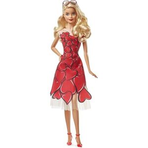 Barbie Signature Poupée de Collection Je T’Aime, Robe Cœur Rouge Et Lunettes de Soleil, Emballage Personnalisable, Jouet Collector, FXC74 - Publicité