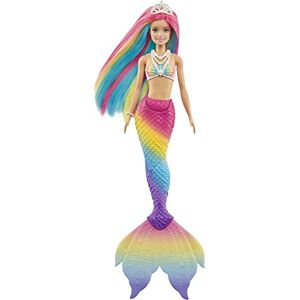 Barbie Dreamtopia Sirène Magique Arc-en-Ciel, Poupée Sirène Changeant De Couleur dans l'eau, Jouet pour Enfant de 3 Ans et Plus, GTF89 - Publicité