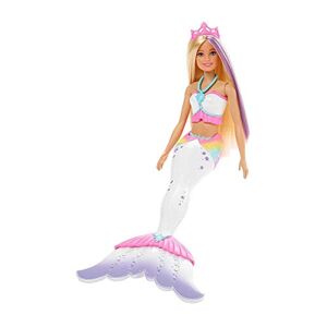 Barbie Poupée Sirène Couleurs Magiques avec Tenue et Queue à Colorier avec Mini-feutres Crayola Lavables Inclus, Jouet pour Enfant, GCG67 - Publicité