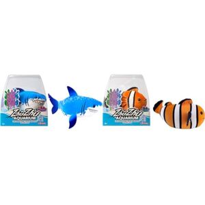 Lansay ZHU ZHU Aquarium Lot de 2 Poissons : 1 Martin Le Requin + 1 Moon Le Poisson Clown Mini Univers Animal Interactif Dès 4 Ans - Publicité