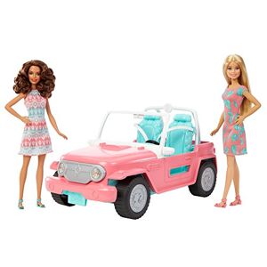Barbie Voiture Jeep Rose, véhicule Tout-Terrain avec Deux sièges turquoises, Deux poupées incluses, Jouet pour Enfant, FPR59 - Publicité