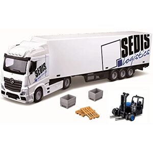 Bburago Burago May Cheong Group 1/43 Street Fire Camion avec remorque Mercedes Benz Actros Sedis Logistics + Chariot élévateur 4 Accessoires pour Enfant dès 3 Ans 31471, Aléatoires, (B18-31471) - Publicité