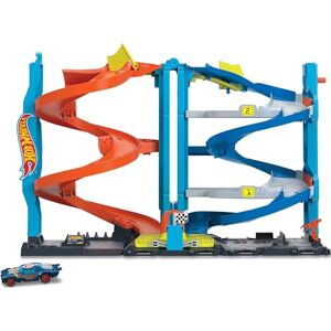 Hot Wheels City Tour Spirale Transformable 2 en 1 avec 1 Voiture et Un Ascenseur Manuel, Jouet Enfant, Dès 3 Ans, HKX43 - Publicité