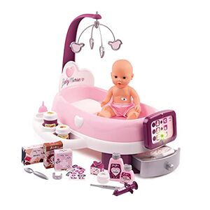 Smoby Baby Nurse Nursery Electronique pour Poupons et Poupées 24 Accessoires + 1 Poupon Fonction Pipi 220347, Rose - Publicité