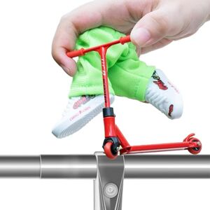 Gehanico Métal Doigt Skateboards Mini DoigtTrottinette Doigt Chaussures Pantalon et Accessoires de Skateboards de Doigt Mini Skate Doigt Jouets Cadeau de Noel pour Enfants (Rouge) - Publicité