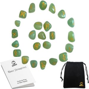 ESOAS RUNES DIVINATOIRES VIKING Jade Verte, Set x25 Pierres Polies Semi Précieuses Gravées Avec Sac. Idéal Pour Divination, Voyance et Magie. Alphabet Runique Futhark, Oracle de la Mythologie Nordique - Publicité