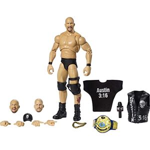 Mattel WWE Ultimate Edition Stone Cold Steve Austin Action Figure, 6-in / 15.24-cm, with Interchangeable Heads, Swappable Hands & Entrance Gear for Ages 8 Years Old & Up - Publicité