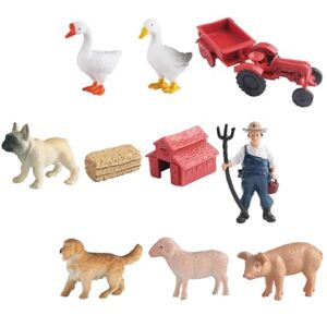 Dickly Mini Grange Ferme Jouets Playset Jouet éducatif Animaux de Ferme Figurines Ensemble pour Garçons Filles, 10 pièces Style A - Publicité