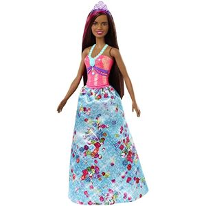 Barbie Dreamtopia poupée Princesse Brune avec mèche Rose, Jupe Bleue et diadème, Jouet pour Enfant, GJK15 - Publicité