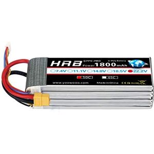 HRB POWER HRB 1800mAh 6S 22.2V 50C LiPo Battery with XT60 Plug Compatible with SAB380 Align 470 ALZRC Devil 380 480 RC Helicopter Airplane Cars Truck Buggy Truggy Multicopter Drones - Publicité