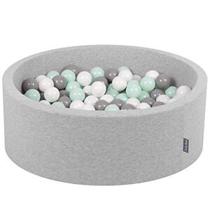 KiddyMoon Piscine À Balles pour Bébé Rond 90X30cm/300 Balles 7Cm Fosses À Boules Jouet Enfant, Gris Clair:Blanc/Gris/Menthe - Publicité