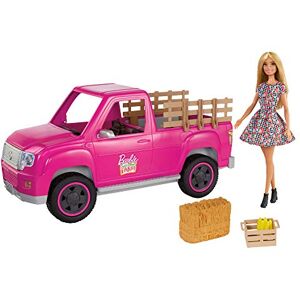 Barbie Bienvenue à la Ferme poupée Fermière et Son véhicule Pickup Rose, Accessoires Inclus, Jouet pour Enfant, GWW29 - Publicité