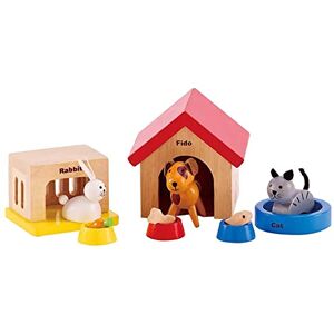 Hape Jouet  Ensemble Animaux Domestiques pour Maison de Poupée en Bois Jouet pour Enfant à partir de 3 ans Figurines Chien, Chat et Lapin avec leurs Accessoires Jouet Fille et Garçon - Publicité