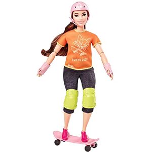 Barbie Sport Tokyo 2020, Coffret Skateboard, poupée articulée Brune avec Casque, Veste des Jeux Olympiques et Accessoires, Jouet pour Enfant, GJL78 - Publicité