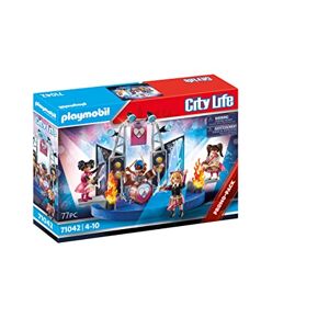 Playmobil 71042 Groupe de Rock City Life avec Quatre Personnages en Costume de scène, des micros et des Instruments Fans de Musique Promo Pack Dès 4 Ans - Publicité