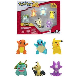 Bandai Pokémon Pack de 6 figurines Vague 3 Pikachu, Carapuce, Salamèche, Bulbizare, Mimiqui,Toxizap JW2684 - Publicité