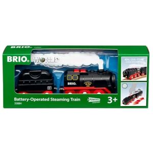 Brio World 33884 Locomotive à Piles à Vapeur Train électrique émettant de la Vraie Vapeur pour Circuit de Train en Bois Jouet Mixte à partir de 3 Ans - Publicité