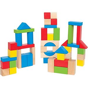 Hape Jouet en Bois Construction Enfant 12 mois et plus Blocs de Construction en Érable Multicolore 50 Pièces Fille et Garçon Baril de Formes Géométriques Peinture Non Toxique - Publicité