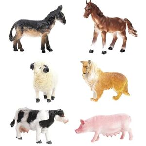 JZK 6X Assortis Mini Figurines Animaux Ferme Ensemble de Jouets Jeux pour Tout-Petits garçons Filles Enfants Cadeau d'anniversaire, Miniature Chien Colley Cochon Vache Cheval Mouton âne - Publicité