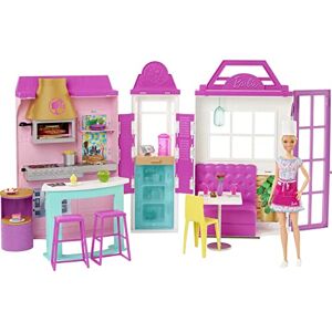 Barbie Mobilier Coffret Restaurant avec Une poupée Incluse, Plus de 30 Accessoires et 6 Zones de Jeux Dont Cuisine et Four à Pizza, Jouet pour Enfant, HBB91 - Publicité