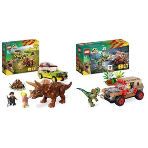 Lego 76959 Jurassic Park La Recherche du Tricératops, Jouet de Figurine de Dinosaure & 76958 Jurassic Park L'Embuscade du Dilophosaure, Jouet Dinosaure et Voiture Jeep pour Garçons, Filles - Publicité