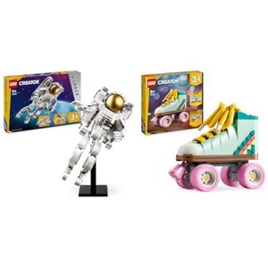 Lego Creator 3-en-1 L’Astronaute dans l’Espace, Jouet de Construction avec Chien & Creator Les Patins à roulettes Rétro, Jouet pour Filles et Garçons avec Mini-Skateboard et Boombox, Décoration - Publicité