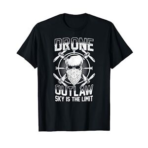 Quadcopter Cadeaux Des Fans De Drones Le Drone Interdit Le Ciel Est La Limite Drone Pilot Skull T-Shirt - Publicité