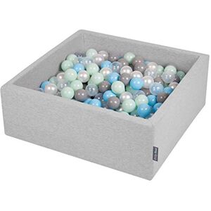 KiddyMoon Piscine À Balles pour Bébé Carré 90X30cm/300 Balles 7Cm Fosses À Boules Jouet Enfant, Gris Clair: Perle/Gris/Transparent/Babyblue/Menthe - Publicité