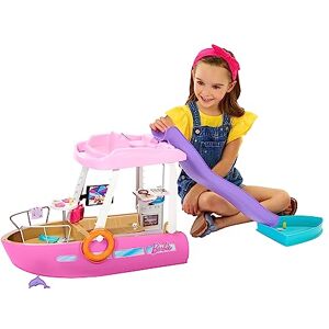 Barbie Coffret Bateau De Rêve avec 6 Zones De Jeu Dont La Piscine Et Le Toboggan De , Plus De 20 Accessoires Inclus, Y Compris Un Dauphin, Jouet pour Enfant de 3 Ans et Plus, HJV37 - Publicité