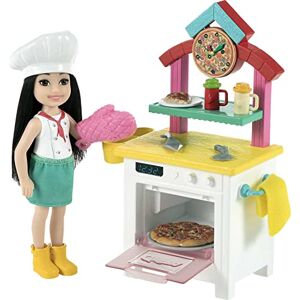 Barbie Famille Chelsea Métiers Coffret Pizzeria, Mini-poupée Brune et Accessoires, Jouet pour Enfant, GTN63 - Publicité