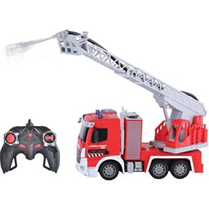 Lexibook -RCP20 Crosslander Pro, RC Fire Truck, Camion de Pompier télécommandé, Effets Lumineux, pulvérise de l'eau, échelle rotative éléctronique, Rechargeable, RCP20, Rouge - Publicité