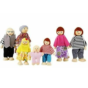 MezoJaoie petits jouets en bois People Family Dolls Chiffres Habillés Personnages, Enfants Enfants Jouant Poupée Cadeau Enfants Faire semblant Jouet, Dolls Famille - Publicité