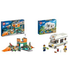 Lego 60364 City Le Skatepark Urbain, avec Vélo BMX, Skateboard & 60283 City Le Camping-Car de Vacances, Jouet de Construction, Caravane, Minifigurines Bébé, Cadeau de Vacances - Publicité