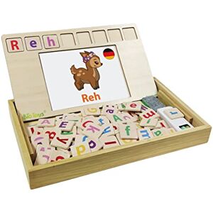 Lexibook EDU100i3 Buchstaben Bio Toys School, Bilingue Allemand/Anglais, Bois 50 Cartes Mots, Alphabet, Jeu éducatif - Publicité